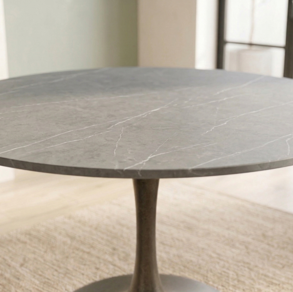 Mesa Redonda Armani 80D – Piedra Sinterizada y Base Metálica Premium