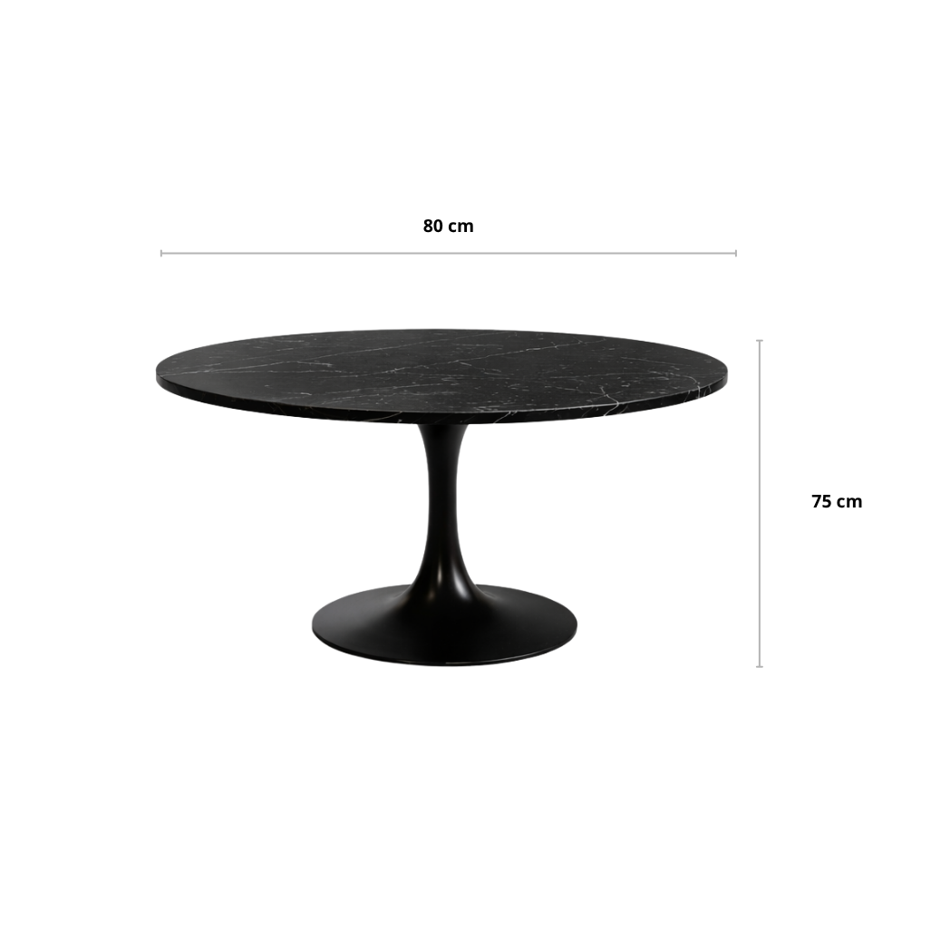 Mesa Redonda Armani 80D – Piedra Sinterizada y Base Metálica Premium