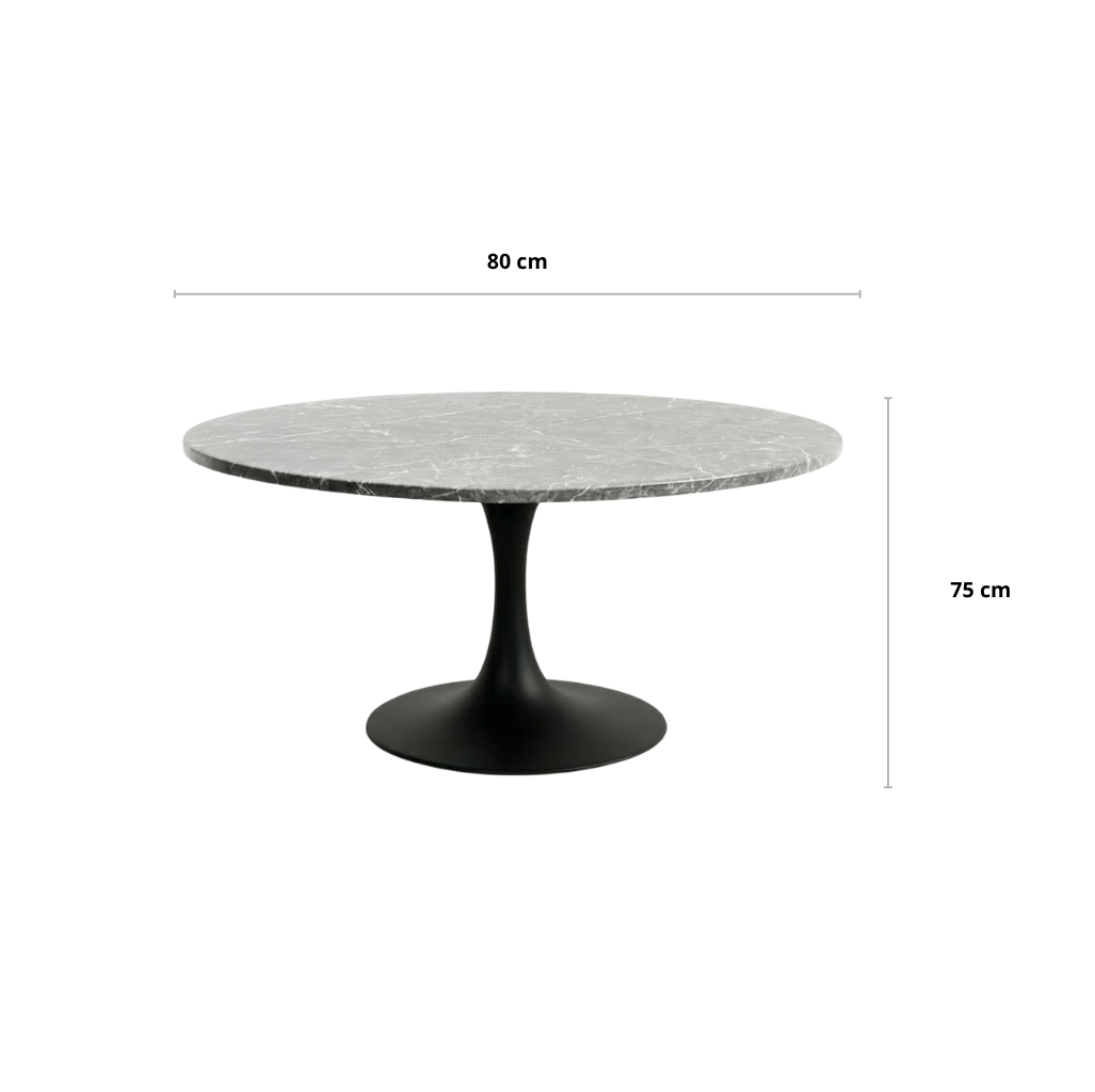 Mesa Redonda Armani 80D – Piedra Sinterizada y Base Metálica Premium