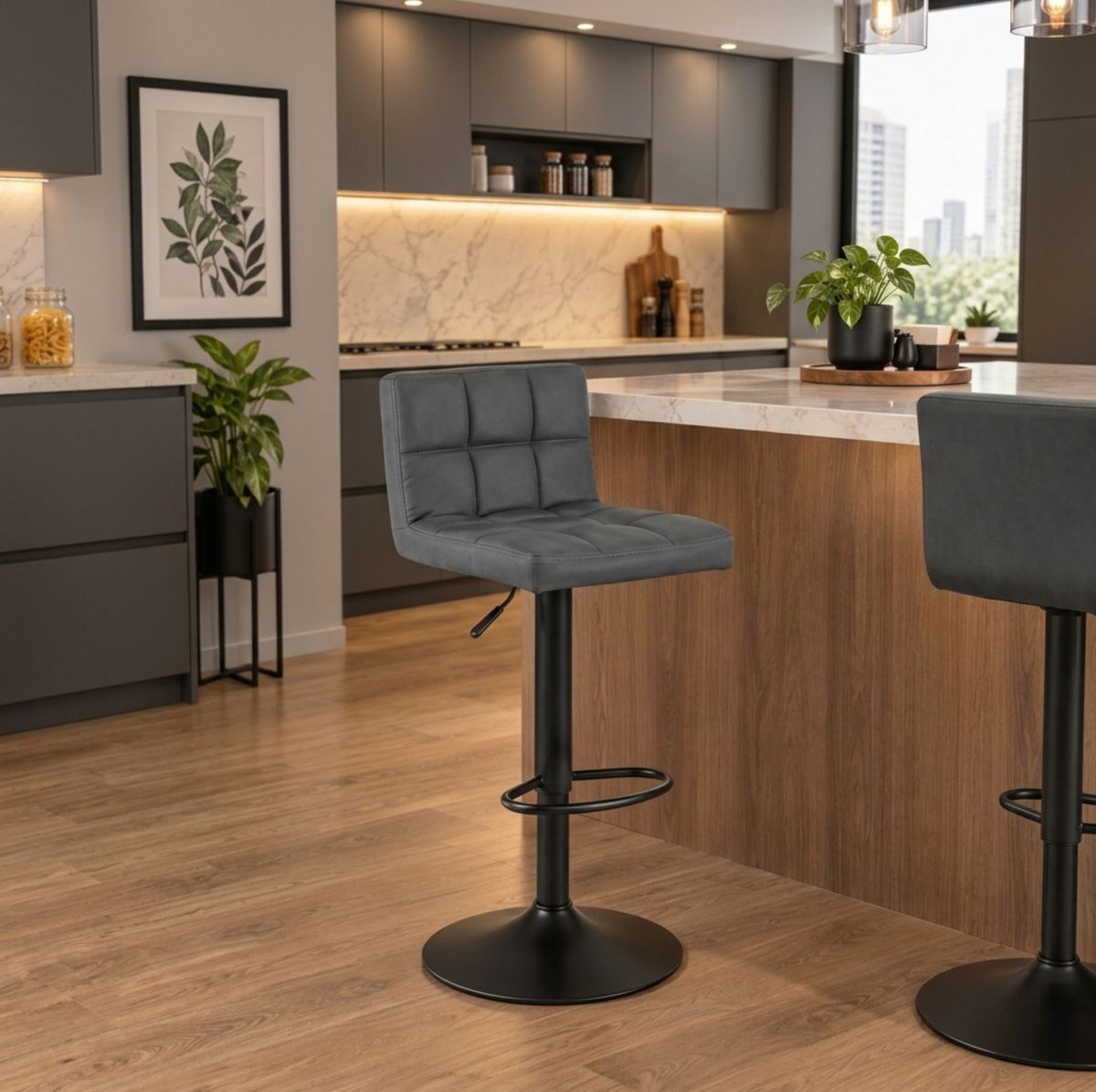 Banco Square Negro con Gris