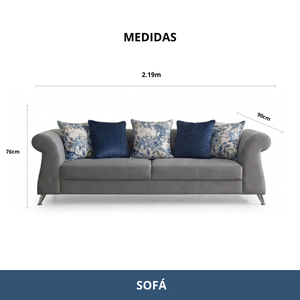 Sala Versage Sofá y Love Seat Gris con Turquesa