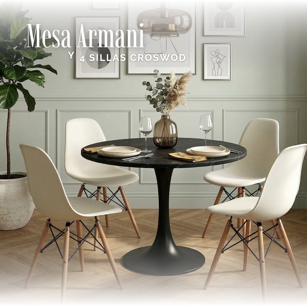 Mesa Armani Black y Sillas Croswod