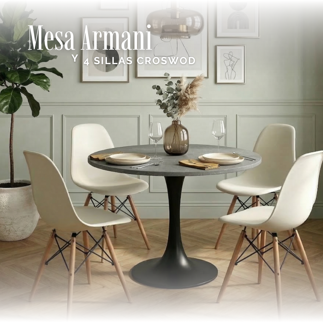 Mesa Armani Grey y Sillas Croswod