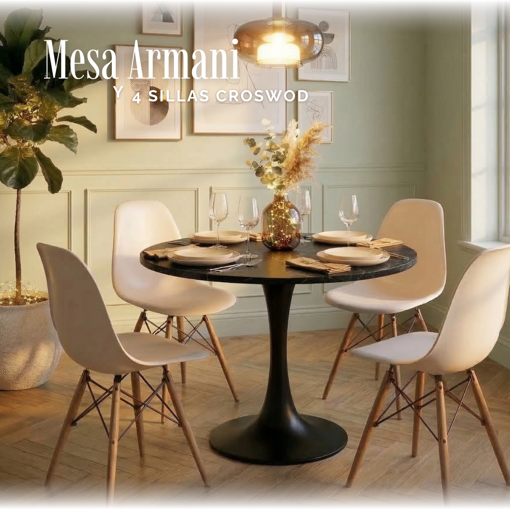Mesa Armani Black y Sillas Croswod