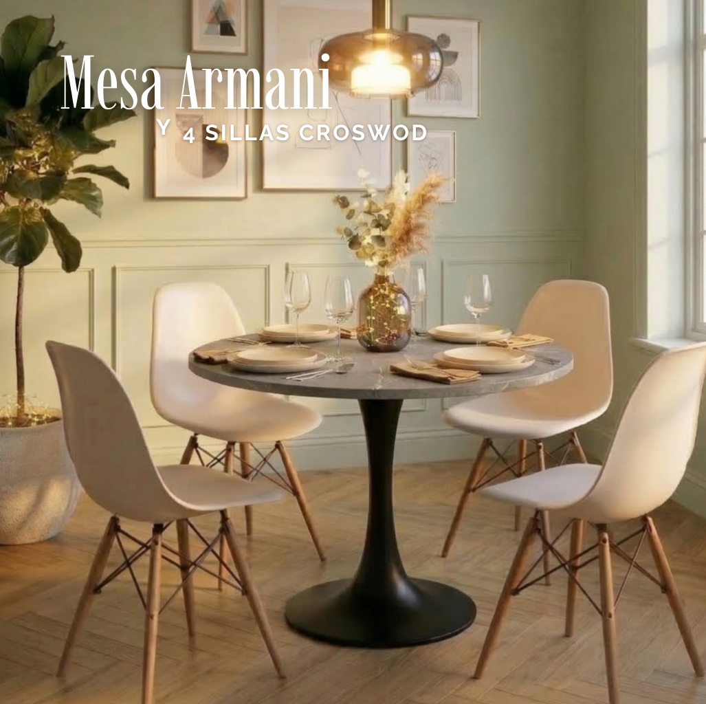Mesa Armani Grey y Sillas Croswod