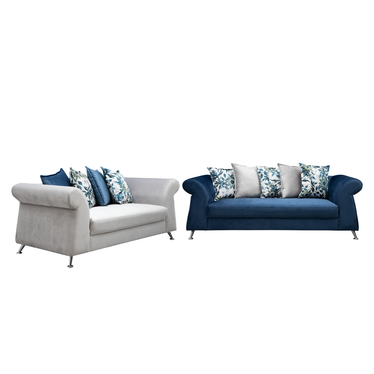 Sala Versage Sofá y Love Seat Gris con Turquesa