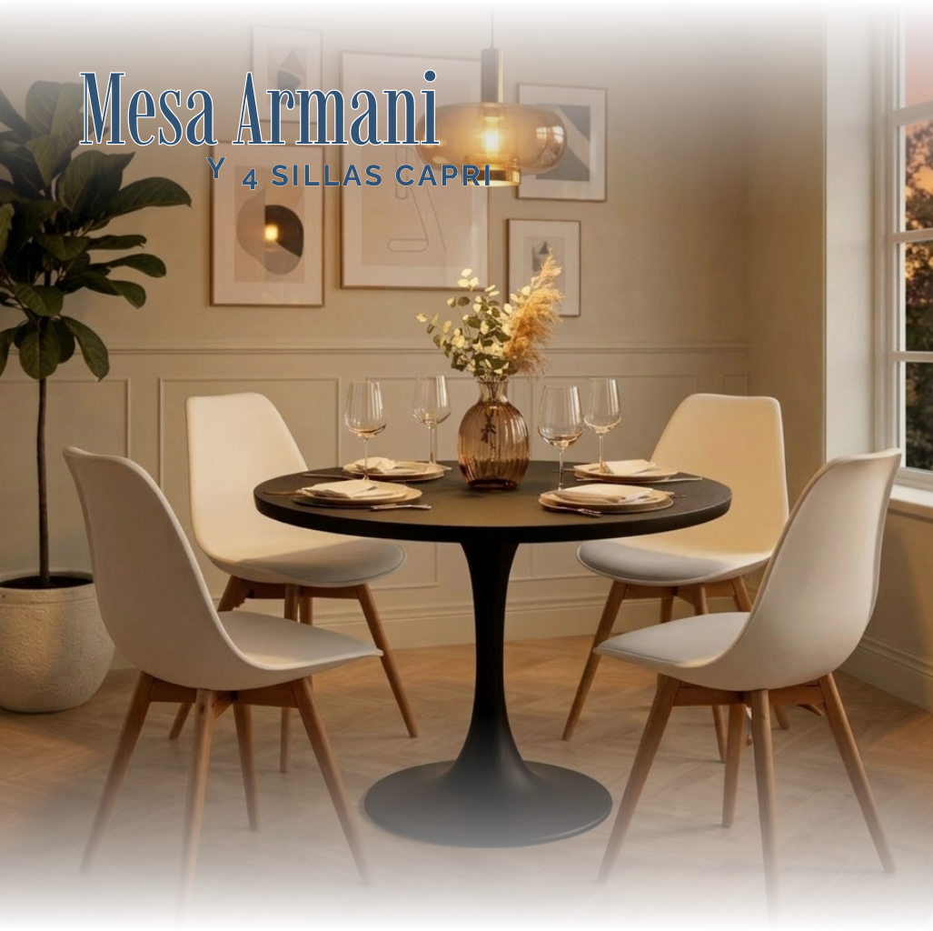 Mesa Armani Black y Sillas Capri