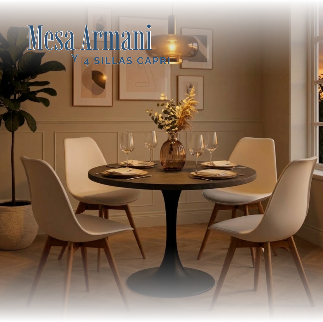 Mesa Armani Grey y Sillas Capri