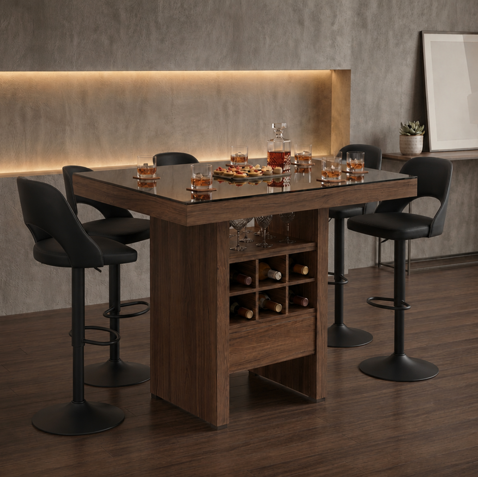 Mesa Alta Taipei con acabado en Nogal