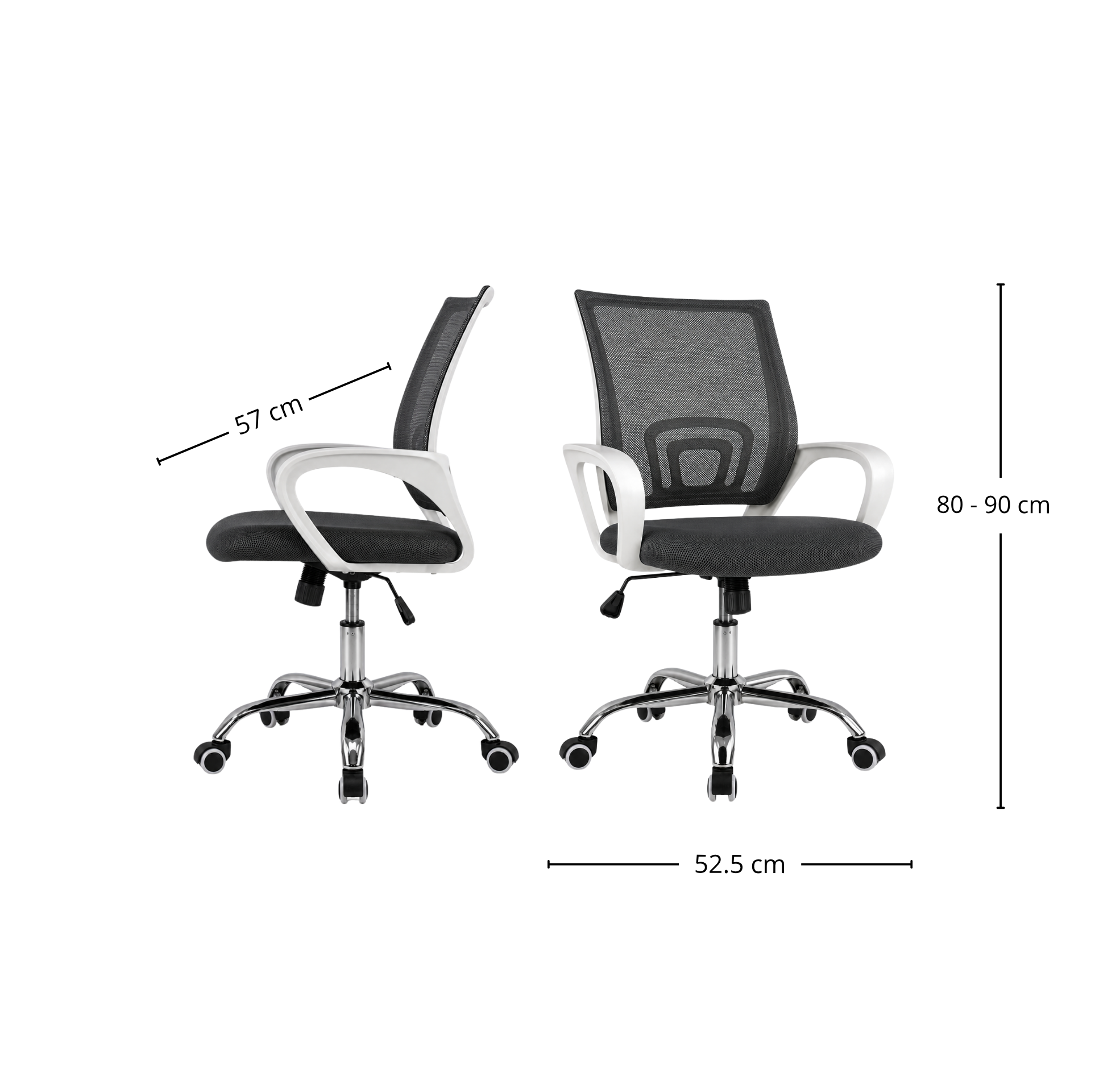 Silla de oficina Jeff color Gris/Blanca Pata Cromada