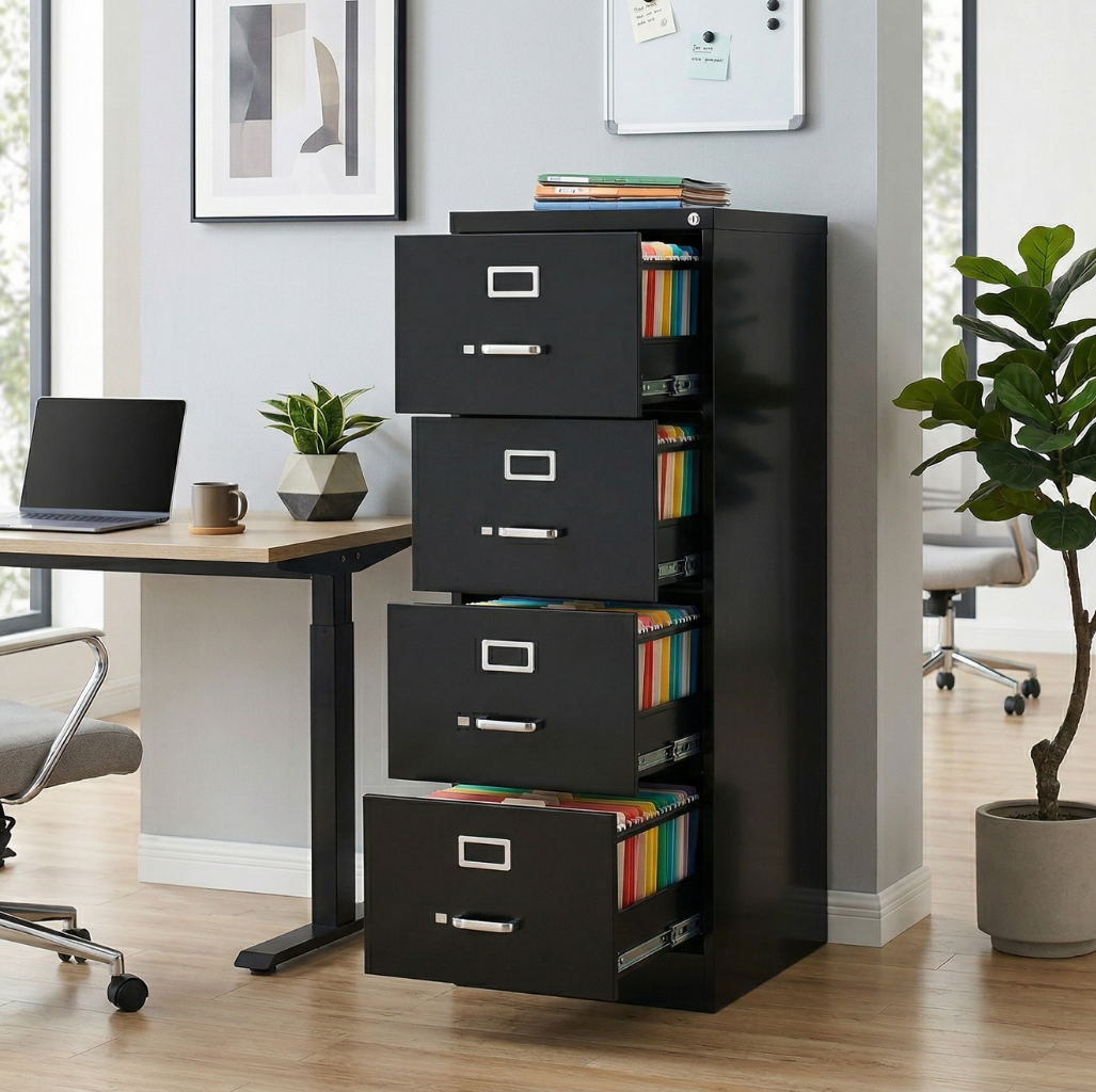 Archivero Metálico 4 gavetas Oficio Negro