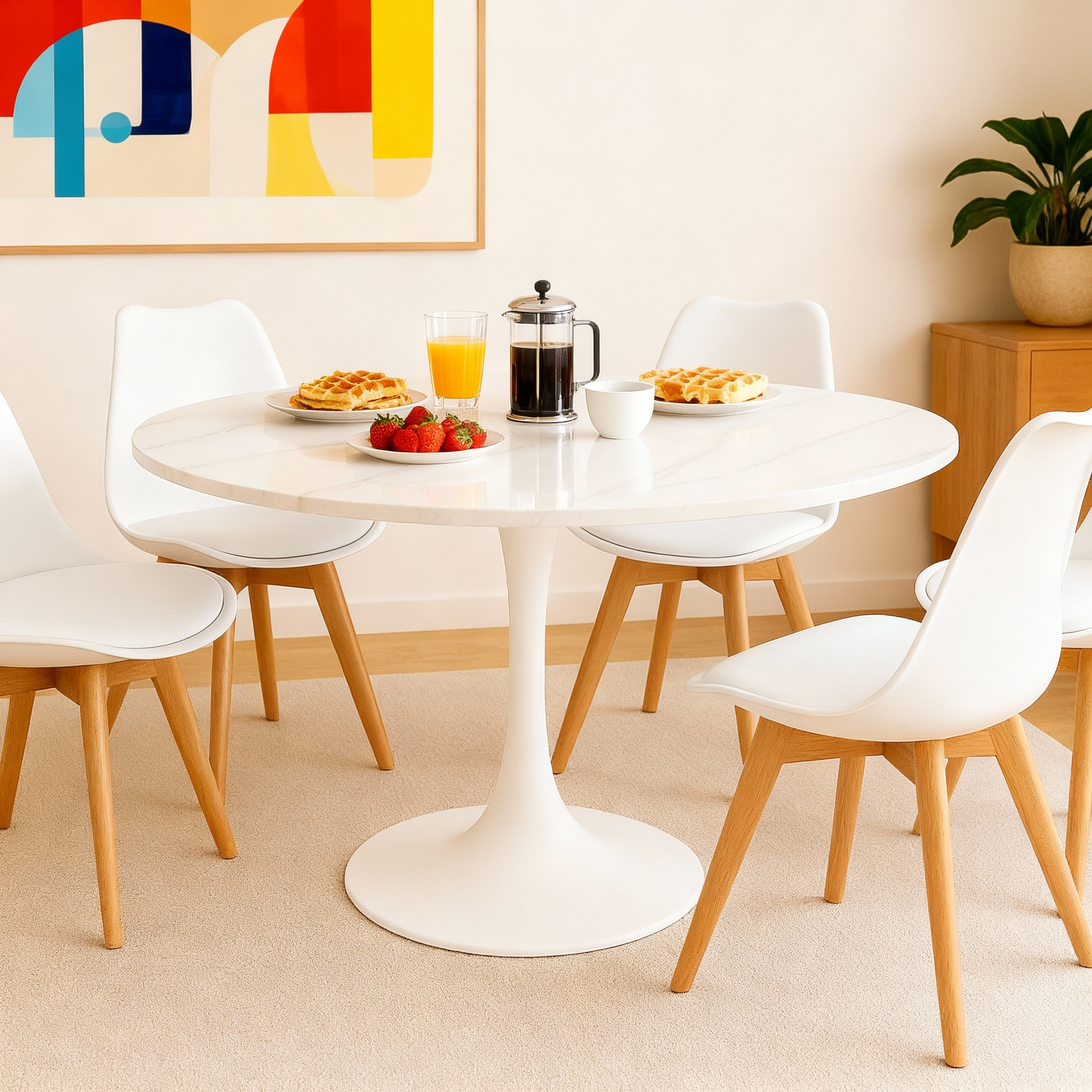 Mesa Redonda Armani 80D – Piedra Sinterizada y Base Metálica Premium