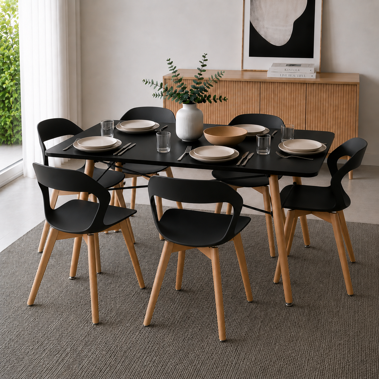 Mesa Comedor Croswod Rectangular Negra