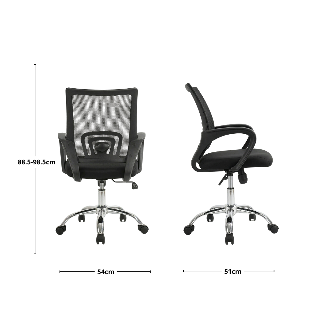 Silla de oficina Jeff Negra con pata cromada