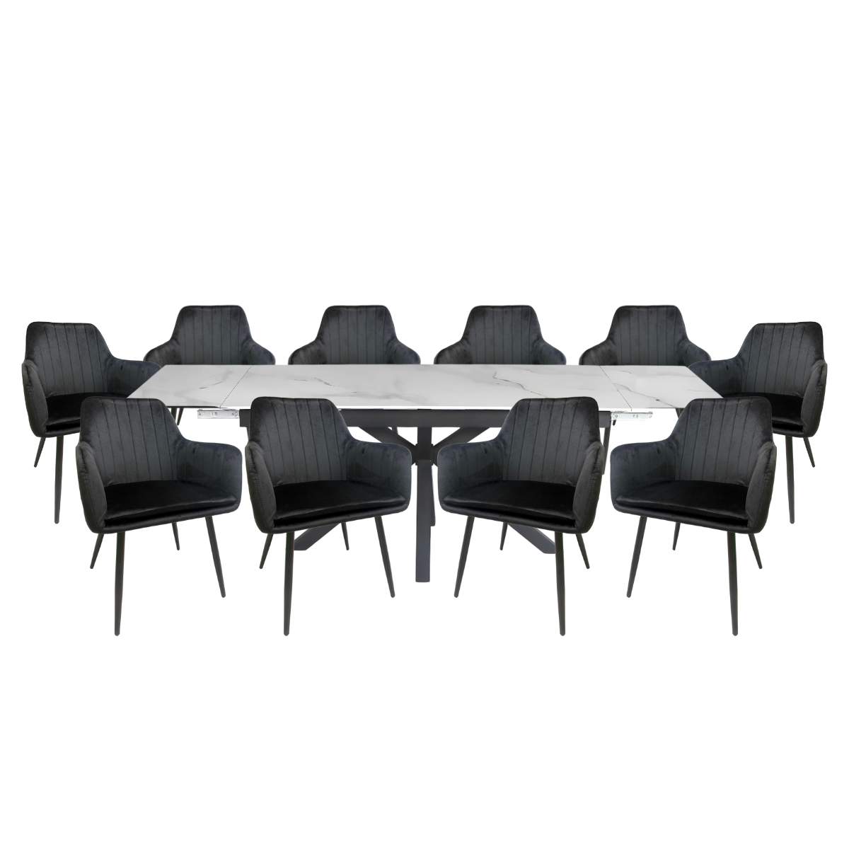 Paquete Mesa Comedor Amalfi white + 10 Sillas Budelli