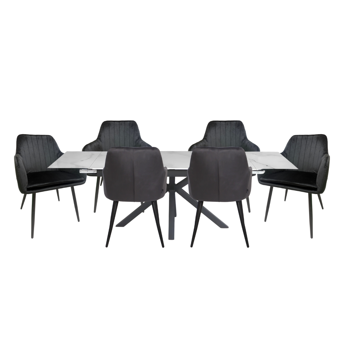 Paquete Mesa Comedor Amalfi white + 6 Sillas Budelli