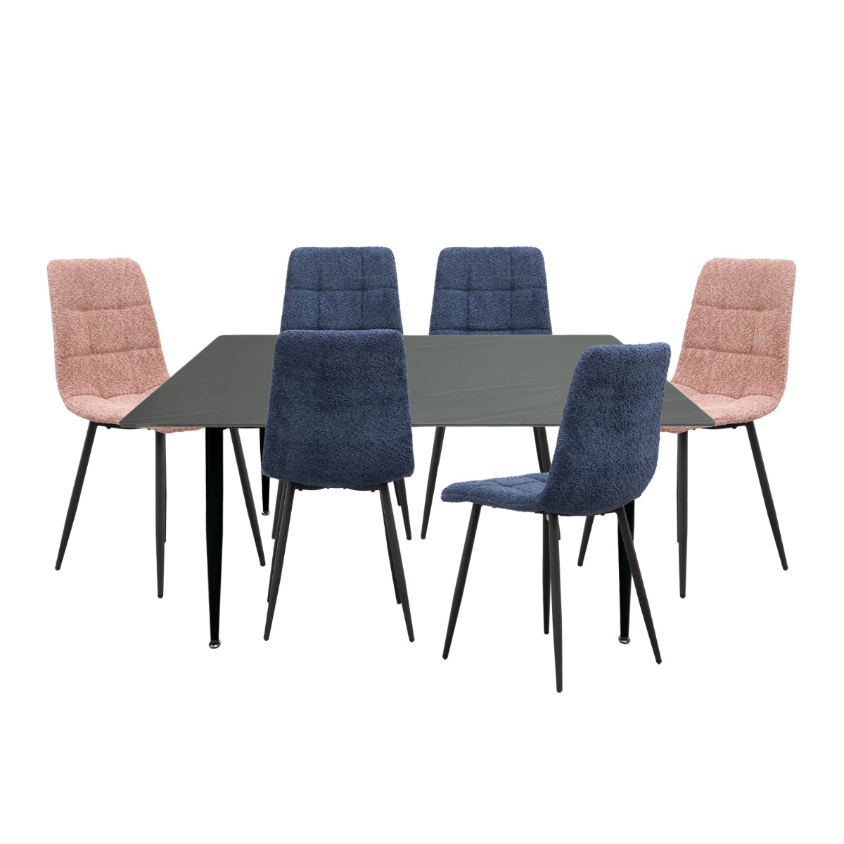 Paquete Mesa Comedor Marble Grey + 6 Sillas Manta