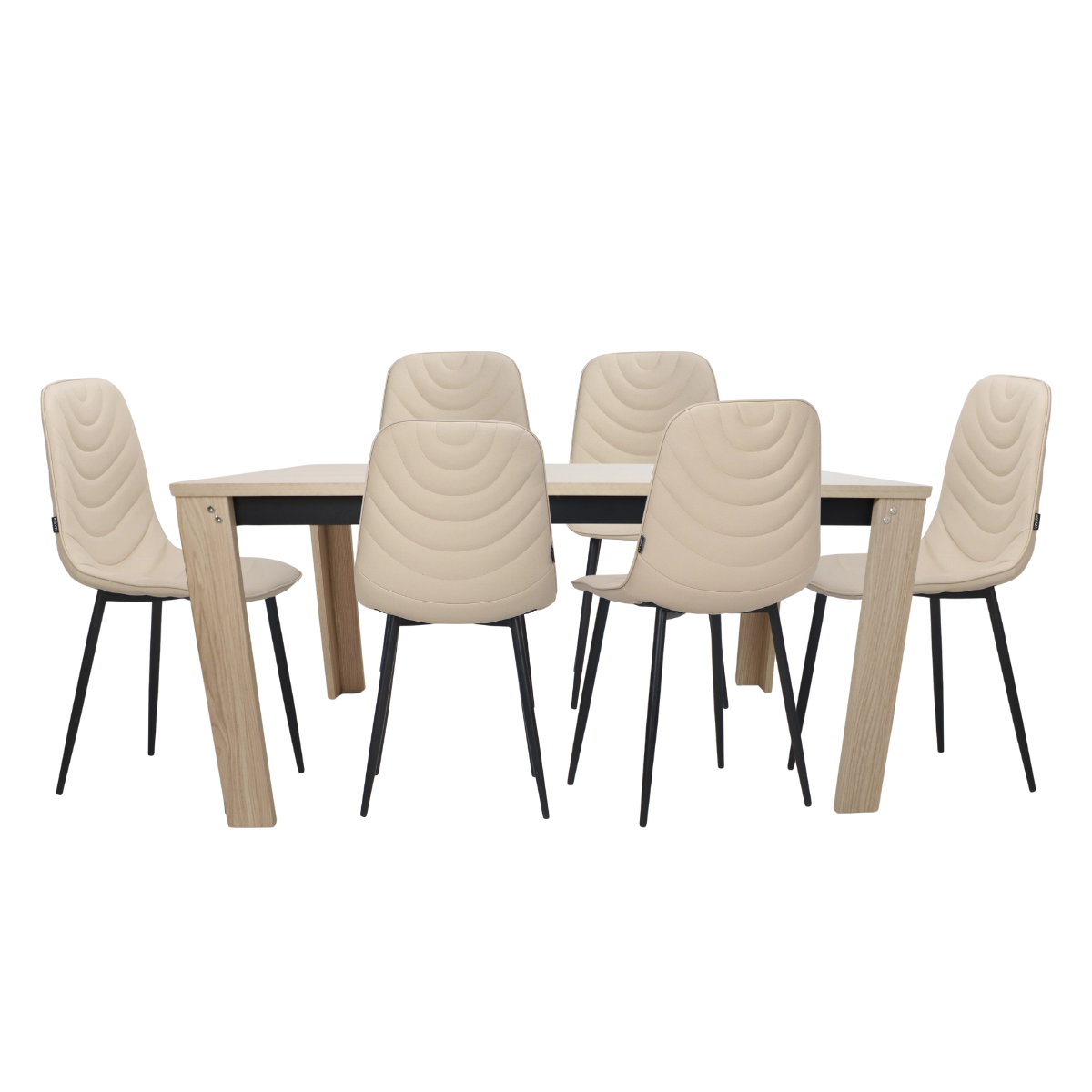 Paquete de Mesa Comedor Lana Nogal Claro + 6 sillas Lia Beige