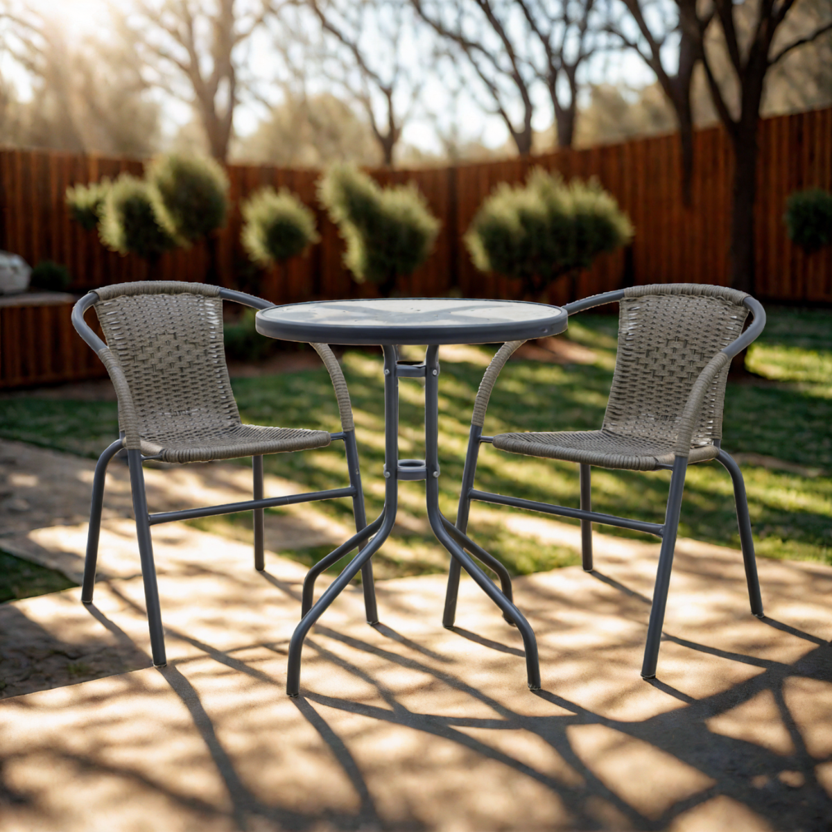 Set de Jardín Beirut con 2 Sillas color Gris