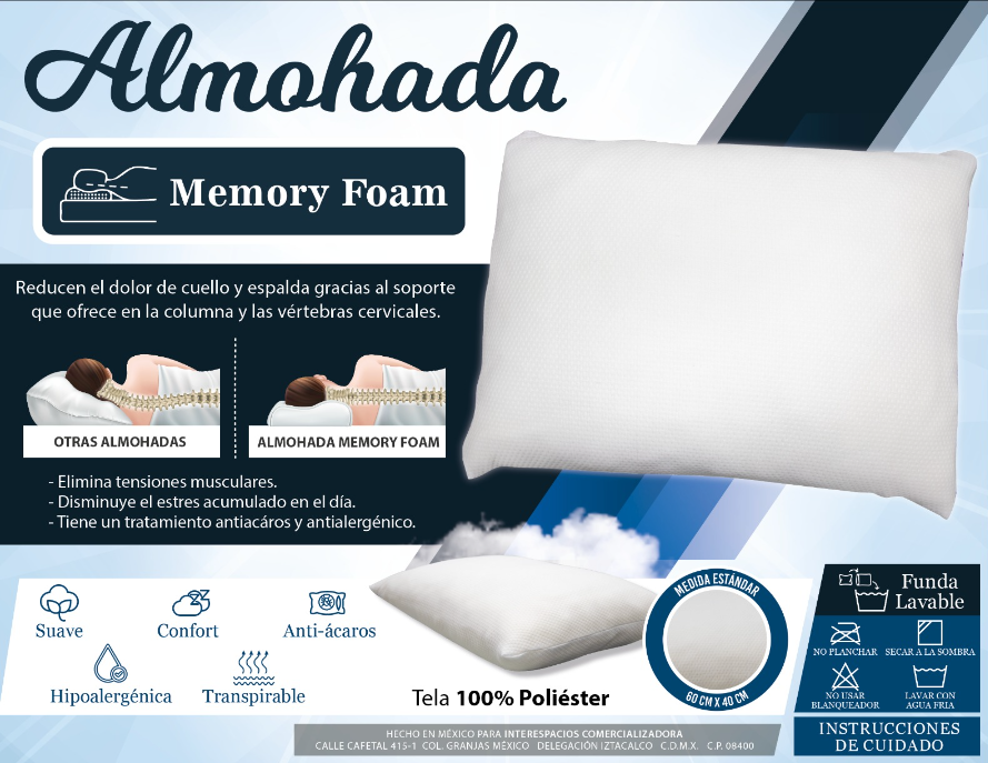 Paquete de 2 Almohadas Memory Form