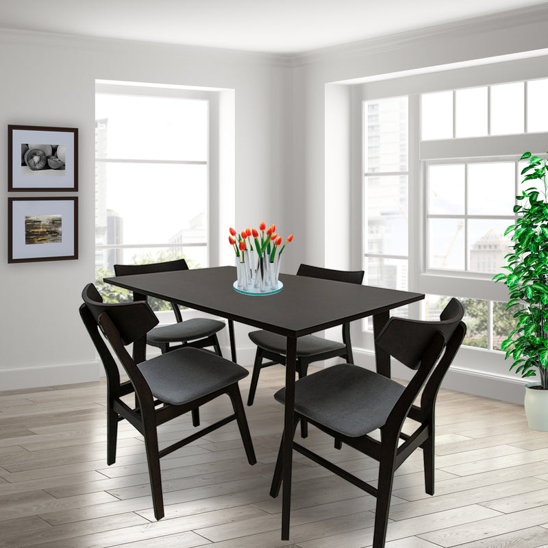Paquete Comedor Fiesta Coffee Oak 120x75 + 4 Sillas Danica Coffee Oak