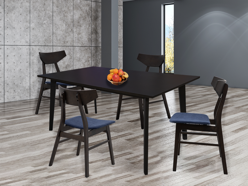 Paquete Comedor Fiesta Coffee Oak 120x75 + 4 Sillas Danica Coffee Oak