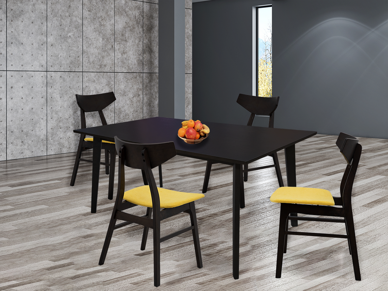 Paquete Comedor Fiesta Coffee Oak 120x75 + 4 Sillas Danica Coffee Oak